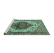 Sideview of Machine Washable Persian Turquoise Traditional Area Rugs, wshtr4350turq