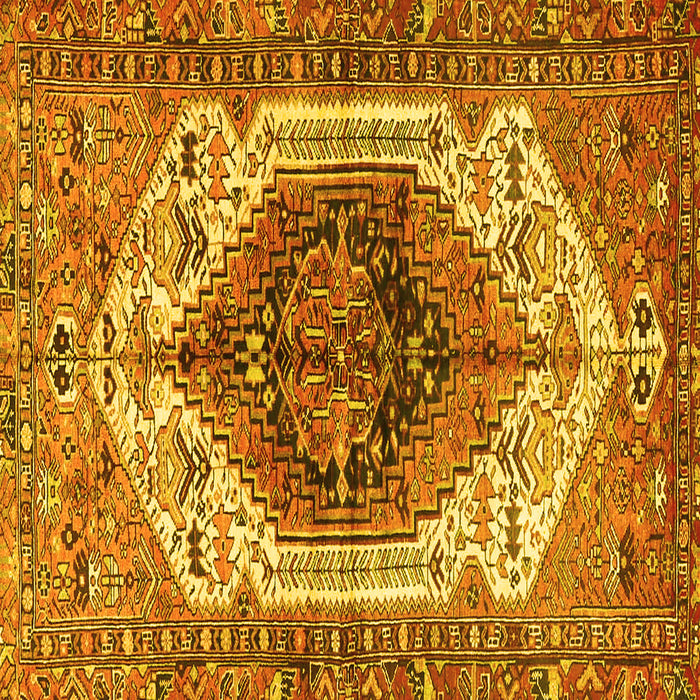 Square Machine Washable Persian Yellow Traditional Rug, wshtr4350yw