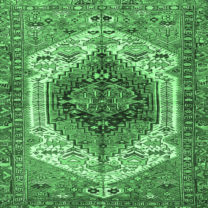 Square Machine Washable Persian Emerald Green Traditional Area Rugs, wshtr4350emgrn