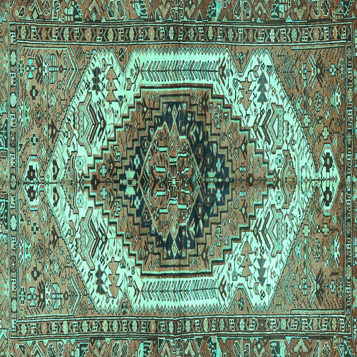 Square Machine Washable Persian Turquoise Traditional Area Rugs, wshtr4350turq