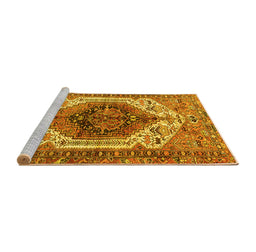 Sideview of Machine Washable Persian Yellow Traditional Rug, wshtr4350yw