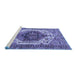 Sideview of Machine Washable Persian Blue Traditional Rug, wshtr4350blu