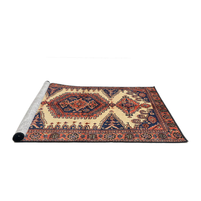 Sideview of Machine Washable Traditional Tangerine Pink Rug, wshtr4351