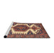 Sideview of Machine Washable Traditional Tangerine Pink Rug, wshtr4351