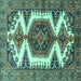 Square Machine Washable Persian Turquoise Traditional Area Rugs, wshtr4351turq