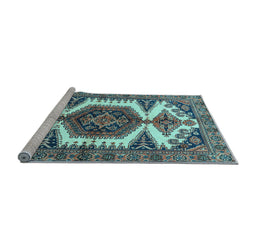 Sideview of Machine Washable Persian Light Blue Traditional Rug, wshtr4351lblu