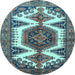 Round Persian Light Blue Traditional Rug, tr4351lblu