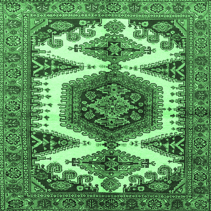 Square Machine Washable Persian Emerald Green Traditional Area Rugs, wshtr4351emgrn