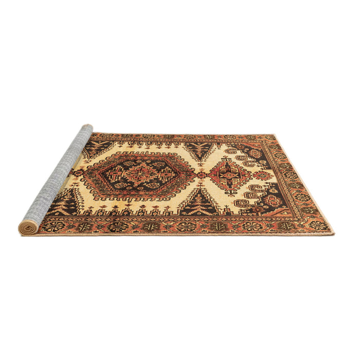 Sideview of Machine Washable Persian Brown Traditional Rug, wshtr4351brn