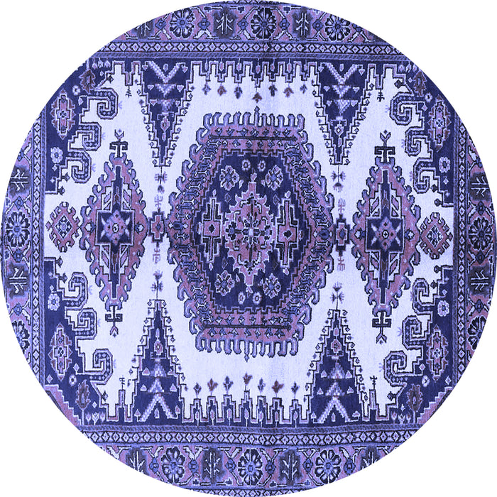 Round Machine Washable Persian Blue Traditional Rug, wshtr4351blu