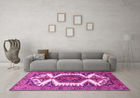 Machine Washable Persian Pink Traditional Rug, wshtr4351pnk