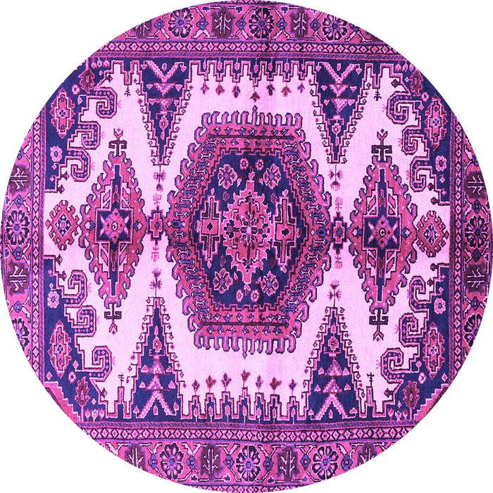 Round Machine Washable Persian Purple Traditional Area Rugs, wshtr4351pur