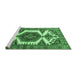 Sideview of Machine Washable Persian Emerald Green Traditional Area Rugs, wshtr4351emgrn