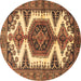 Round Persian Brown Traditional Rug, tr4351brn