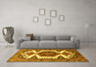 Machine Washable Persian Yellow Traditional Rug in a Living Room, wshtr4351yw