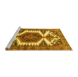 Sideview of Machine Washable Persian Yellow Traditional Rug, wshtr4351yw