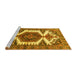 Sideview of Machine Washable Persian Yellow Traditional Rug, wshtr4351yw