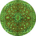 Machine Washable Medallion Green Traditional Area Rugs, wshtr4352grn