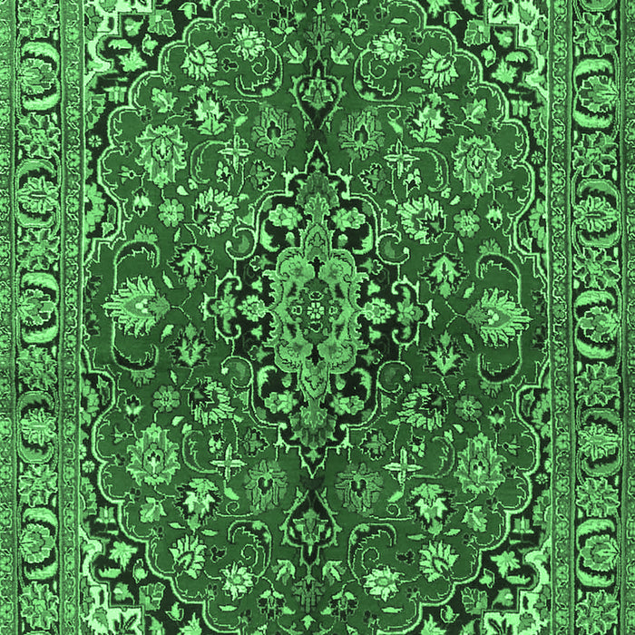 Machine Washable Medallion Emerald Green Traditional Area Rugs, wshtr4352emgrn