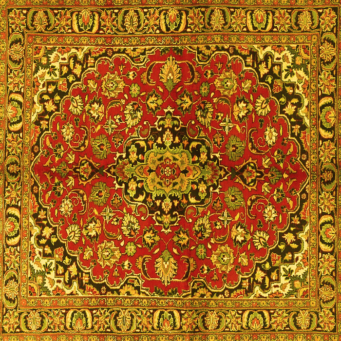 Square Medallion Yellow Traditional Rug, tr4352yw