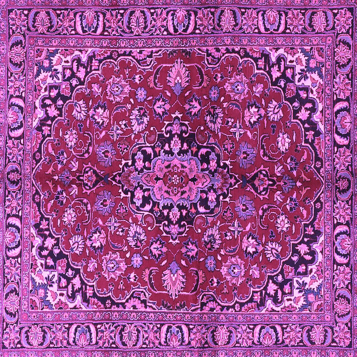 Square Machine Washable Medallion Purple Traditional Area Rugs, wshtr4352pur