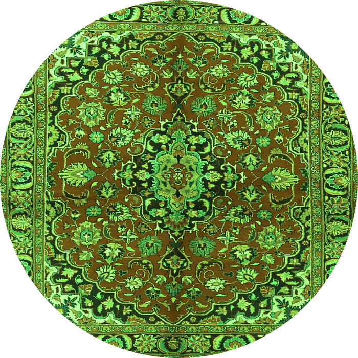 Square Medallion Green Traditional Rug, tr4352grn