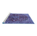 Sideview of Machine Washable Medallion Blue Traditional Rug, wshtr4352blu