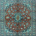 Square Medallion Light Blue Traditional Rug, tr4352lblu