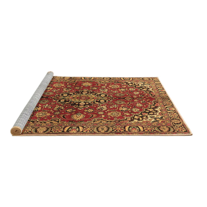 Sideview of Machine Washable Medallion Brown Traditional Rug, wshtr4352brn