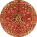 Square Medallion Orange Traditional Rug, tr4352org