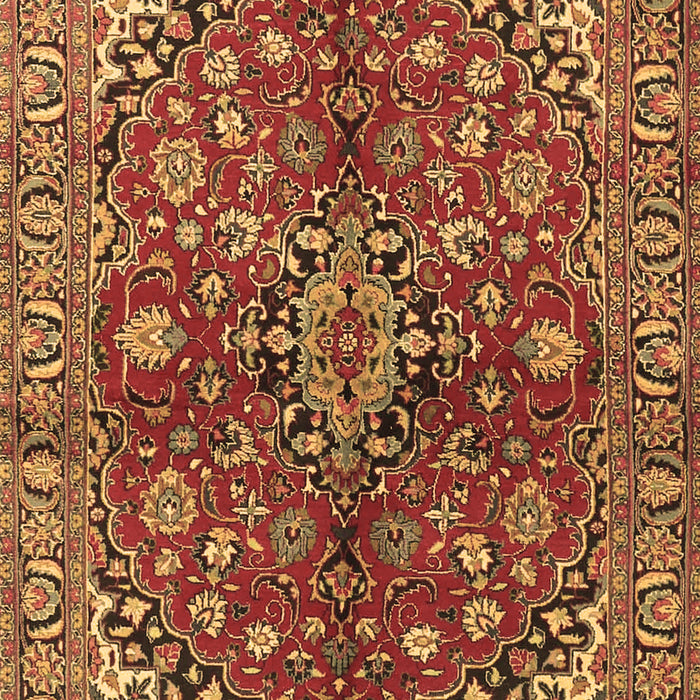 Machine Washable Medallion Brown Traditional Rug, wshtr4352brn