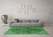 Machine Washable Medallion Emerald Green Traditional Area Rugs in a Living Room,, wshtr4352emgrn