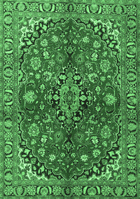 Medallion Emerald Green Traditional Rug, tr4352emgrn