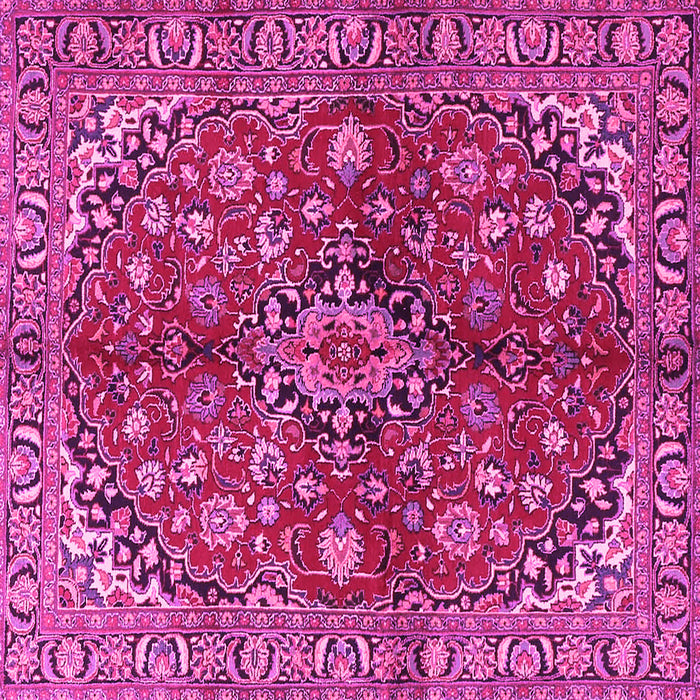 Square Machine Washable Medallion Pink Traditional Rug, wshtr4352pnk