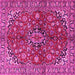 Square Machine Washable Medallion Pink Traditional Rug, wshtr4352pnk