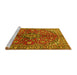 Sideview of Machine Washable Medallion Yellow Traditional Rug, wshtr4352yw