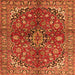 Serging Thickness of Medallion Orange Traditional Rug, tr4352org