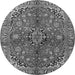 Machine Washable Medallion Gray Traditional Rug, wshtr4352gry