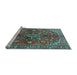 Sideview of Machine Washable Medallion Light Blue Traditional Rug, wshtr4352lblu