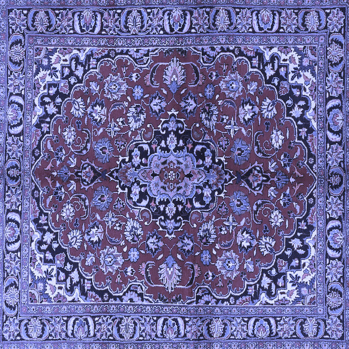 Square Machine Washable Medallion Blue Traditional Rug, wshtr4352blu