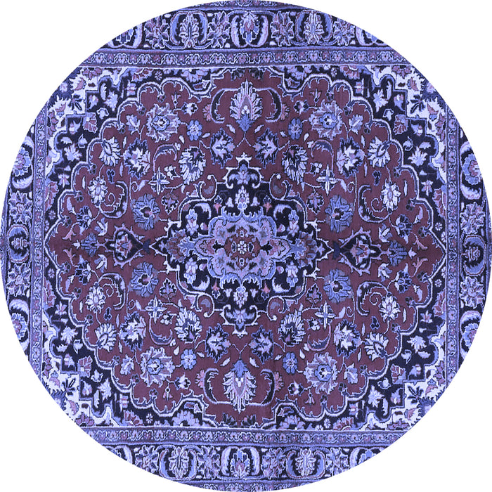 Round Medallion Blue Traditional Rug, tr4352blu