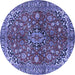 Round Medallion Blue Traditional Rug, tr4352blu