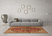 Machine Washable Medallion Brown Traditional Rug in a Living Room,, wshtr4352brn