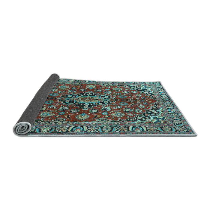 Sideview of Medallion Light Blue Traditional Rug, tr4352lblu