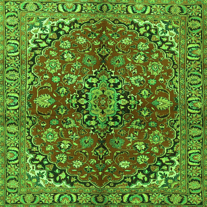 Round Machine Washable Medallion Green Traditional Area Rugs, wshtr4352grn