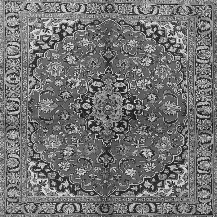 Round Machine Washable Medallion Gray Traditional Rug, wshtr4352gry