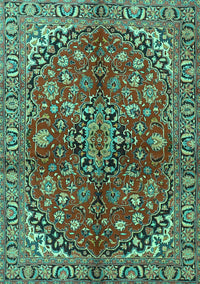 Medallion Turquoise Traditional Rug, tr4352turq