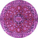 Round Machine Washable Medallion Purple Traditional Area Rugs, wshtr4352pur