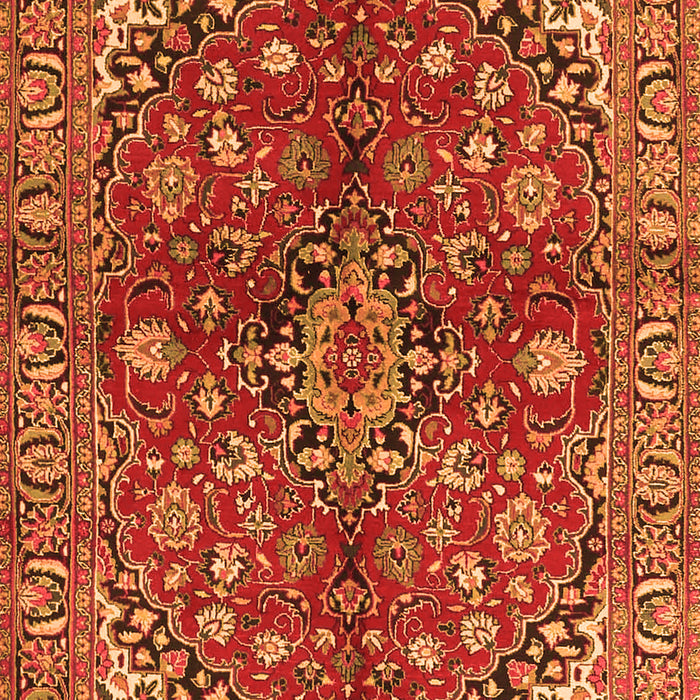 Serging Thickness of Machine Washable Medallion Orange Traditional Area Rugs, wshtr4352org