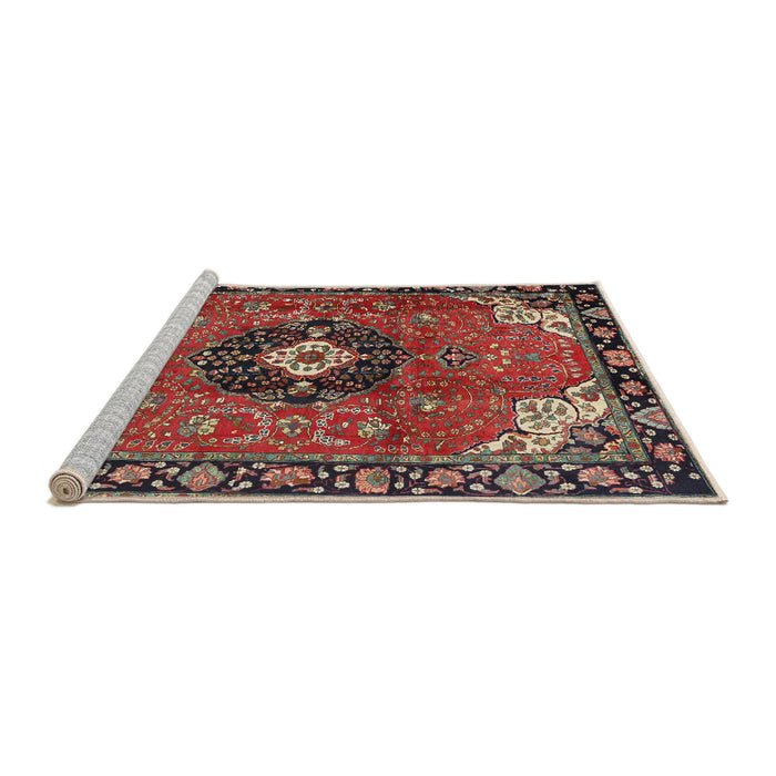 Sideview of Machine Washable Traditional Saffron Red Rug, wshtr4353